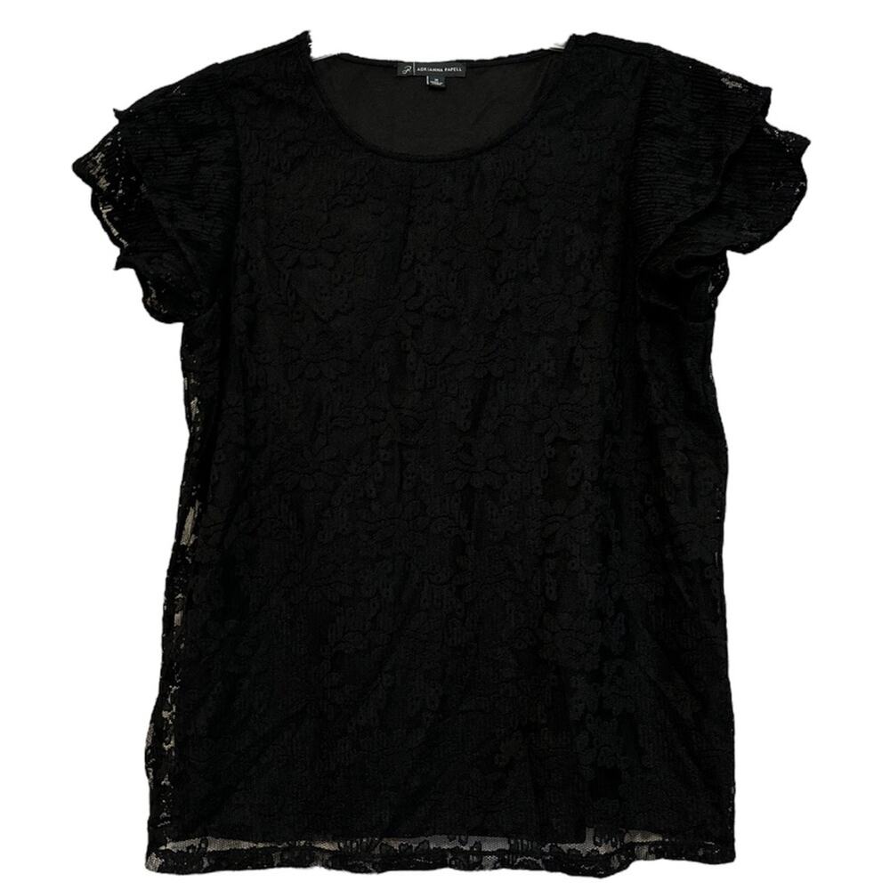 Adrianna Papell Black Lace Top Size Medium